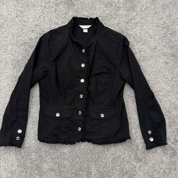 Christopher & Banks Ruffled Trim Jacket Blazer Western Romantic Goth Tailored - Picture 1 of 9